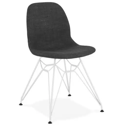 Chaise design 'DECLIK' gris foncé avec pieds en métal blanc