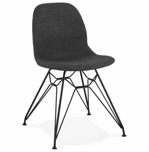 Chaise design 'DECLIK' gris foncé avec pieds en métal noir