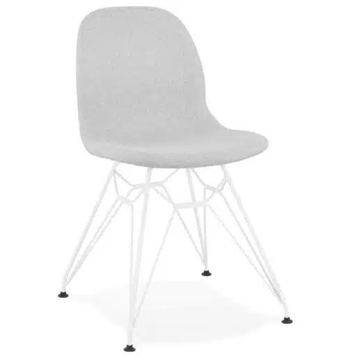Chaise design 'DECLIK' grise claire avec pieds en métal blanc