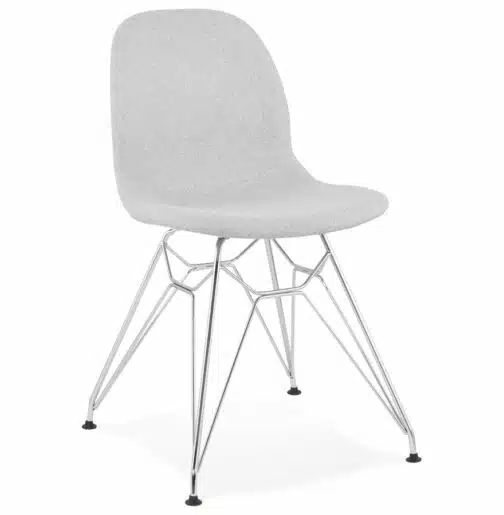 Chaise design 'DECLIK' grise claire avec pieds en métal chromé