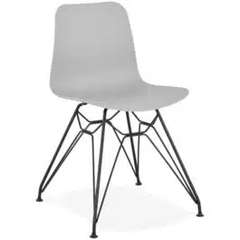 Chaise design ‘GAUDY’ grise style industriel avec pied en métal noir