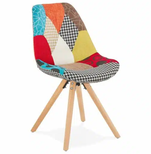 Chaise design 'LUCY' en tissu style patchwork