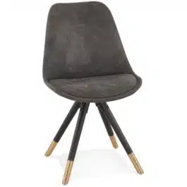 Chaise design ‘MAGGY’ en microfibre grise et pieds en bois noir