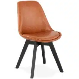 Chaise design ‘NIAGARA’ brune avec pieds en bois noir