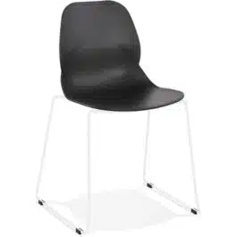 Chaise design ‘NUMERIK’ noire avec pieds en métal blanc