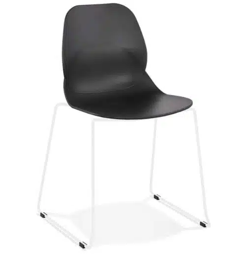 Chaise design 'NUMERIK' noire avec pieds en métal blanc