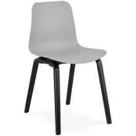 Chaise design ‘PACIFIK’ grise avec pieds en bois noir