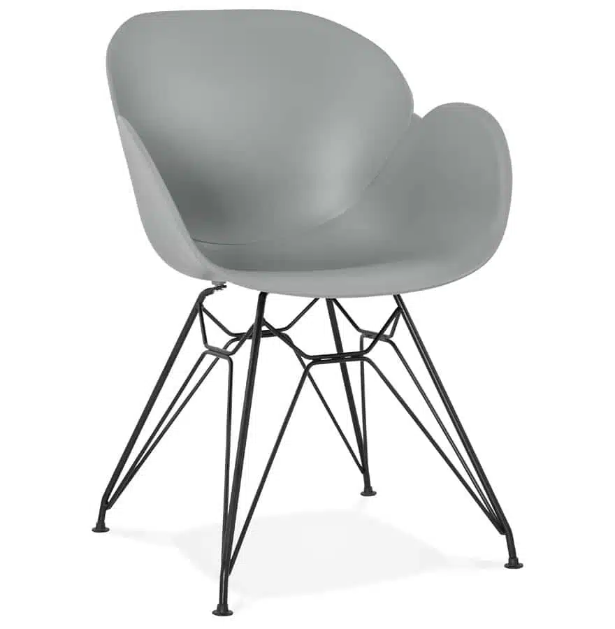Chaise design ‘SATELIT’ grise style industriel avec pieds en métal noir