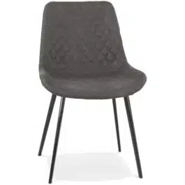 Chaise design ‘TAICHI’ en microfibre gris foncé et pieds en métal noir