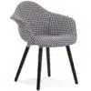 Chaise design avec accoudoirs 'LARA' en tissu pied de poule noir et blanc