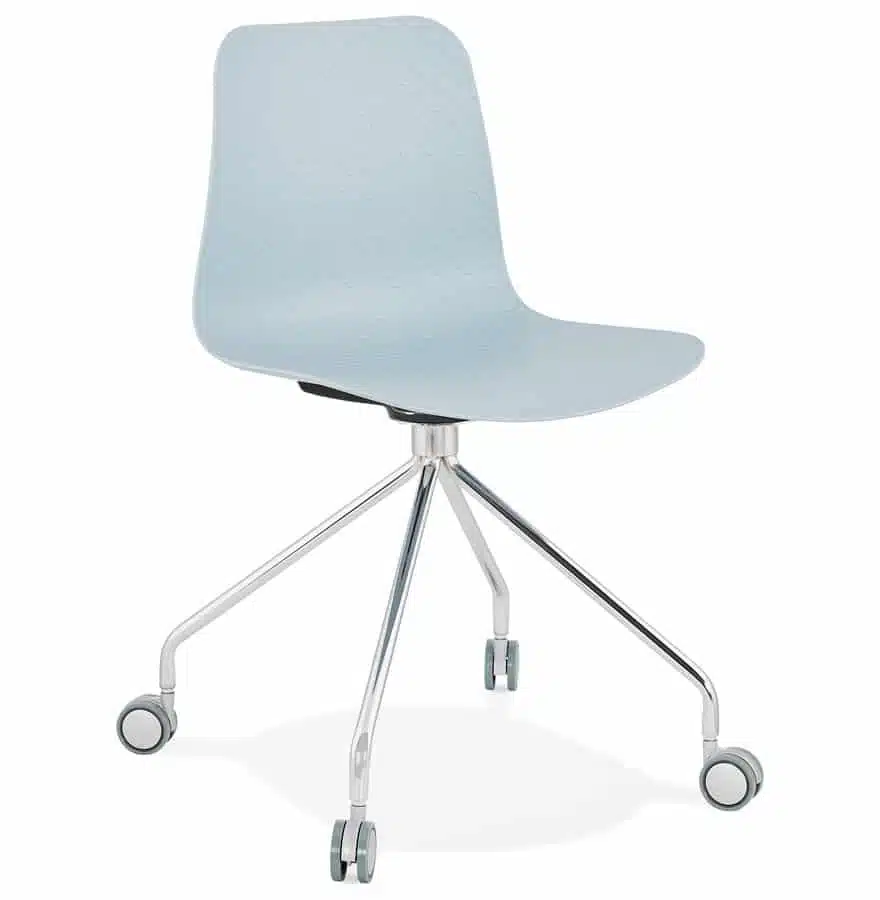 Chaise design de bureau 'SLIK' bleue sur roulettes