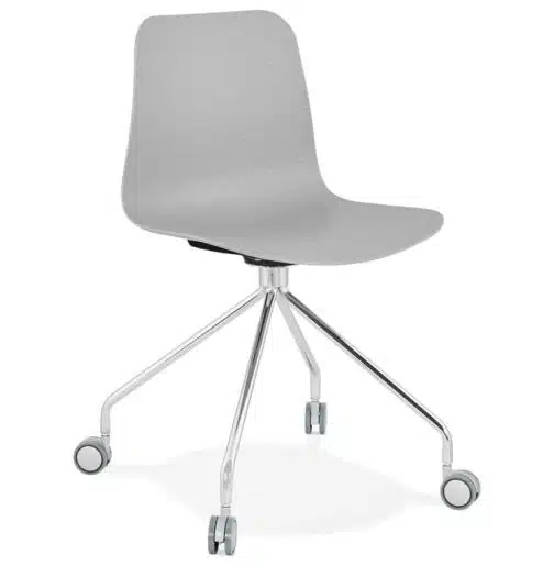 Chaise design de bureau 'SLIK' grise sur roulettes