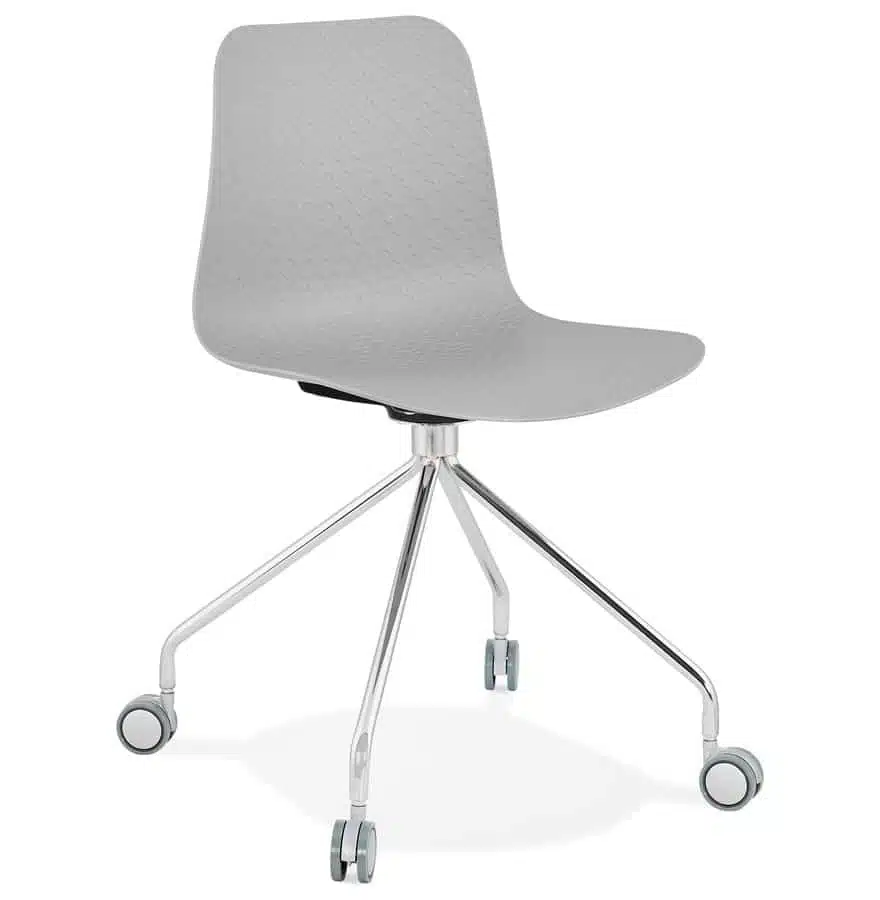 Chaise design de bureau 'SLIK' grise sur roulettes