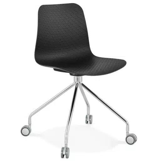 Chaise design de bureau 'SLIK' noire sur roulettes