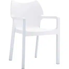 Chaise design de terrasse ‘VIVA’ blanche en matière plastique