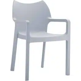 Chaise design de terrasse ‘VIVA’ grise claire en matière plastique