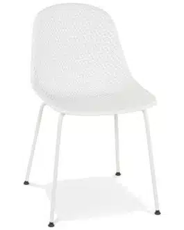 Chaise design perforée ‘VIKY’ blanche intérieure / extérieure