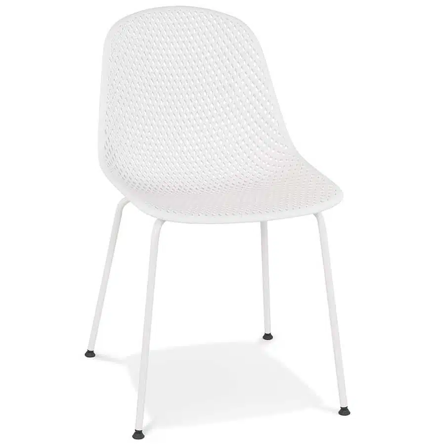Chaise design perforée 'VIKY' blanche intérieure / extérieure