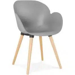Chaise design scandinave ‘PICATA’ grise avec pieds en bois