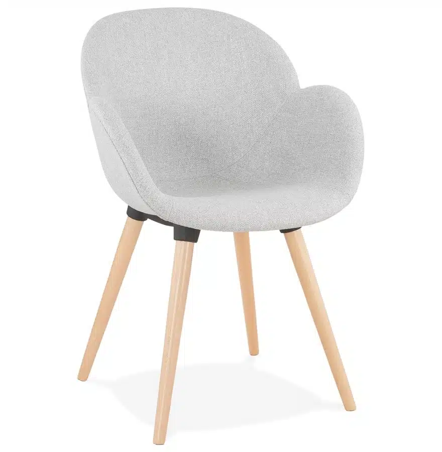 Chaise design scandinave ‘TAPIOCA’ en tissu gris clair
