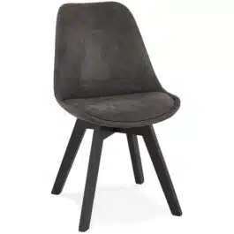 Chaise en microfibre grise ‘AXEL’ avec structure en bois noir