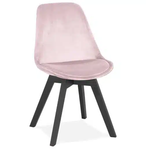 Chaise en velours rose 'JOE' avec structure en bois noir