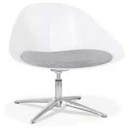 Chaise lounge design ‘DAPHNE’ en matière plastique blanche et tissu gris