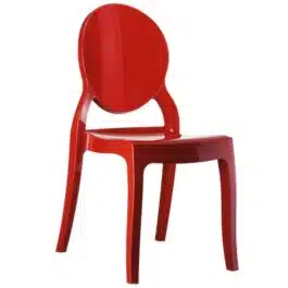 Chaise médaillon ‘ELIZA’ rouge en matière plastique