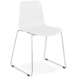 Chaise moderne ‘EXPO’ blanche avec pieds en métal chromé