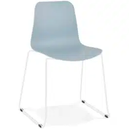 Chaise moderne ‘EXPO’ bleue avec pieds en métal blanc