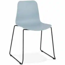 Chaise moderne ‘EXPO’ bleue avec pieds en métal noir