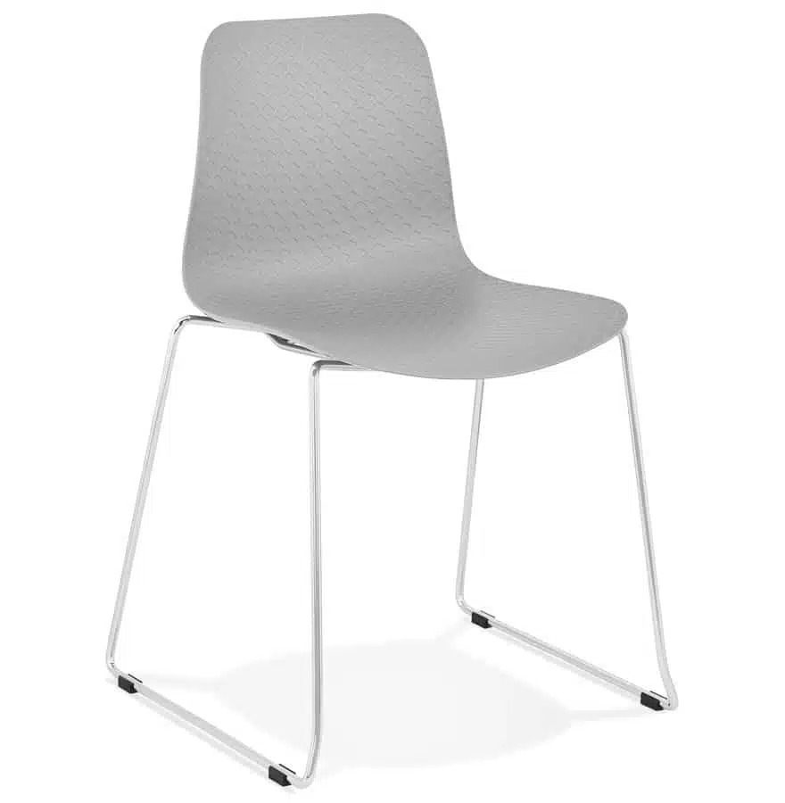 Chaise moderne 'EXPO' grise avec pieds en métal chromé