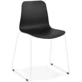 Chaise moderne ‘EXPO’ noire avec pieds en métal blanc
