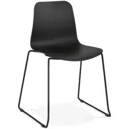 Chaise moderne ‘EXPO’ noire avec pieds en métal noir