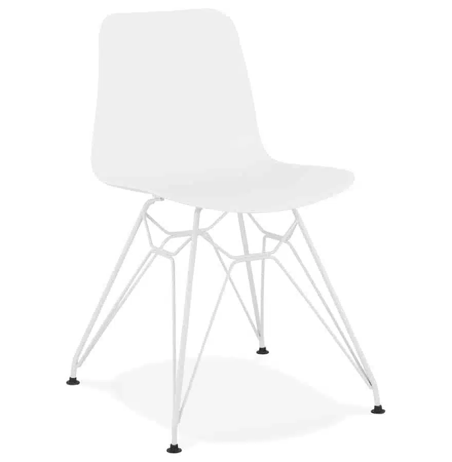 Chaise moderne 'GAUDY' blanche avec pied en métal blanc
