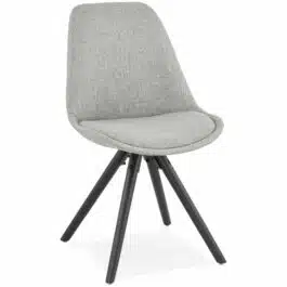 Chaise moderne ‘HIPHOP’ en tissu gris et pieds en bois noir