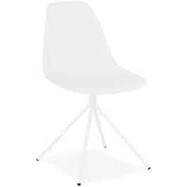 Chaise moderne ‘LORY’ blanche avec pied en métal