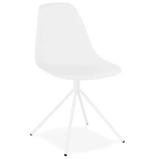 Chaise moderne 'LORY' blanche avec pied en métal