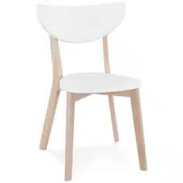 Chaise moderne ‘MONA’ blanche et structure en bois finition naturelle – Commande par 2 pièces / Prix pour 1 pièce