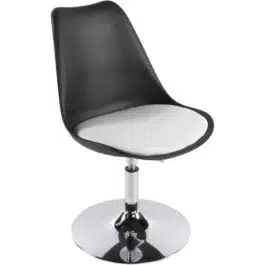 Chaise moderne pivotante ‘QUEEN’ réglable noire et blanche