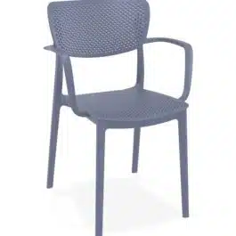 Chaise perforée avec accoudoirs ‘TORINA’ en matière plastique gris foncé