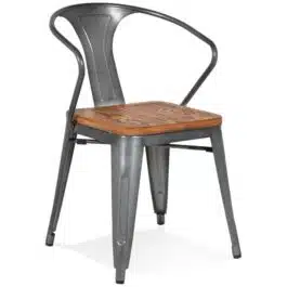 Chaise style industriel ‘METROPOLIS’ en métal gris foncé – commande par 2 pièces / prix pour 1 pièce
