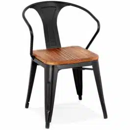 Chaise style industriel ‘METROPOLIS’ en métal noir – commande par 2 pièces / prix pour 1 pièce