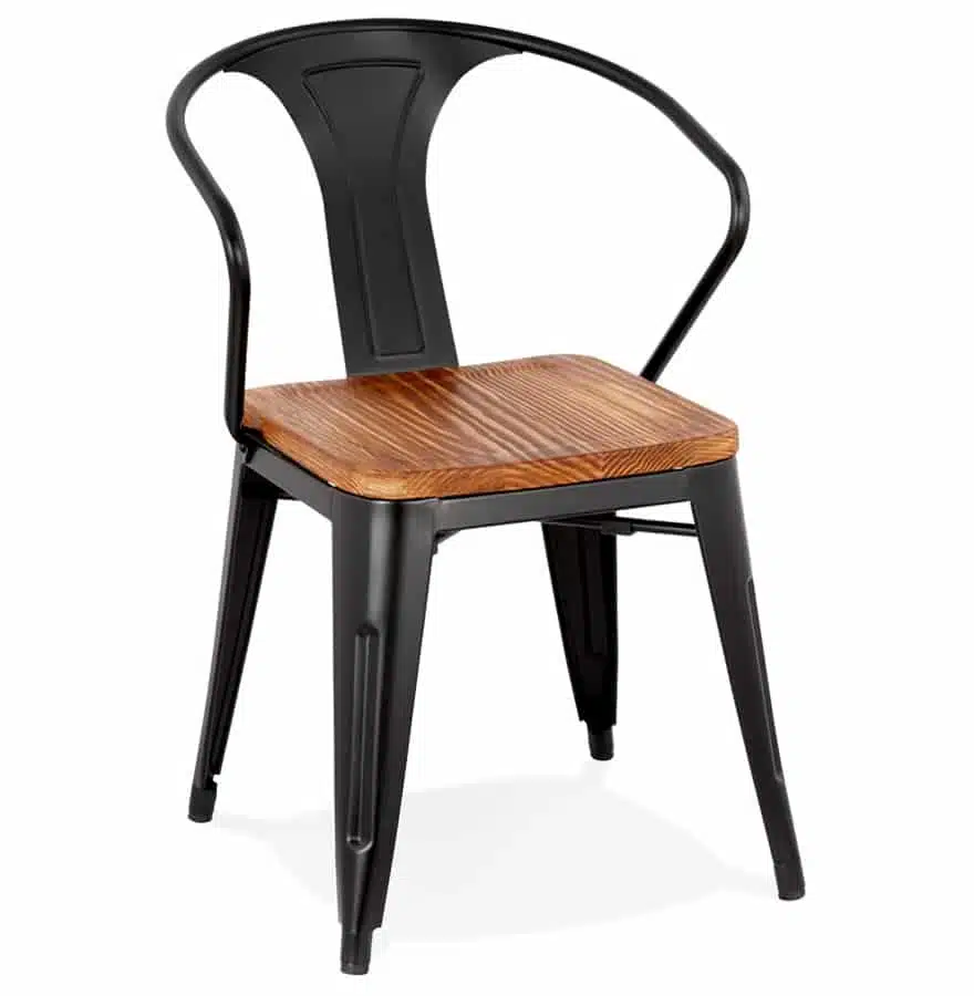 Chaise style industriel ‘METROPOLIS’ en métal noir – commande par 2 pièces / prix pour 1 pièce