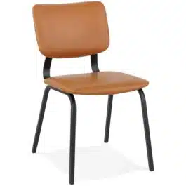 Chaise vintage ‘MELODY’ brune avec structure en métal noir