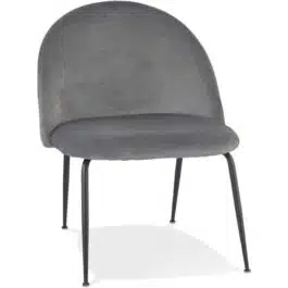 Fauteuil lounge ‘MERMAID’ en velours gris clair et pieds en métal noir