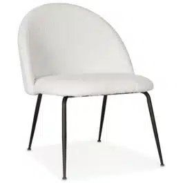 Fauteuil lounge ‘NORVEGIA’ en tissu bouclé blanc et métal noir