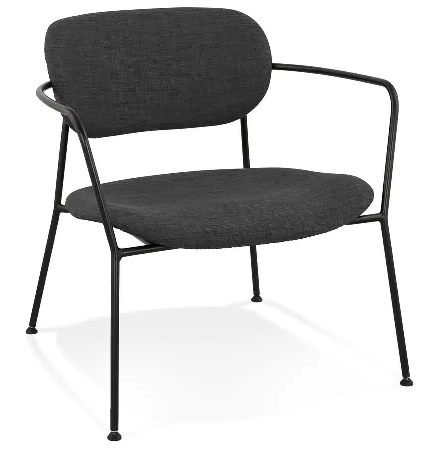 Fauteuil lounge design ‘RIKA’ en tissu gris foncé