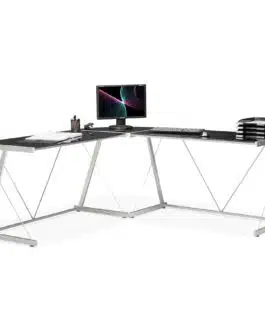 Grand bureau d’angle ‘GEEK’ design en verre noir
