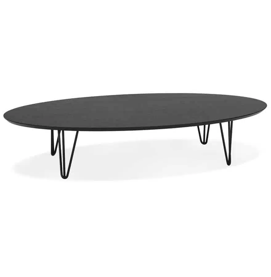 Grande table basse de salon ‘ELYPSE’ en bois et métal noir